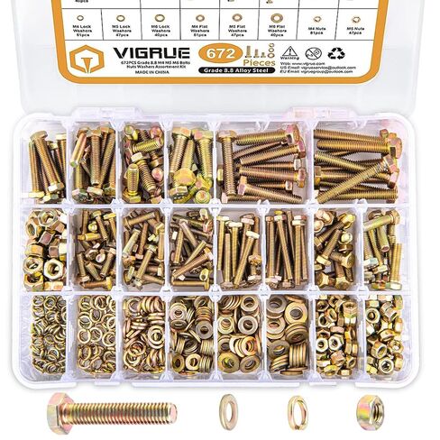 VIGRUE 521PCS M6 M8 M10 Flange Bolts Assortment Kit Metric Class 8.8 Serrated Hex Cap Flange Hex Bolts Flange Nuts Assorted Set, Coarse Full and Half Threads in Kuwait