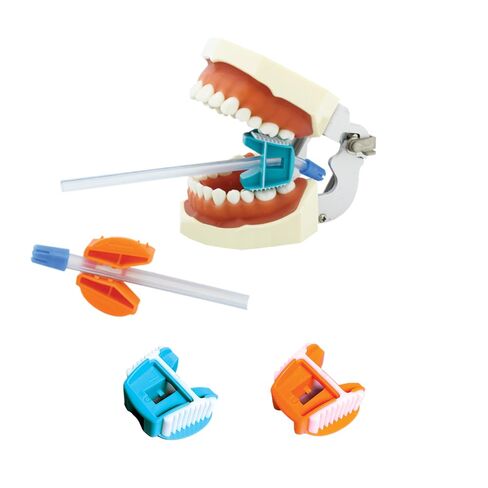 EZ Bite Block Soft - 2 في 1 قالب عض يمكن التخلص منه مع حامل قاذف اللعاب: كبير - أزرق مخضر (50 قطعة) in Kuwait