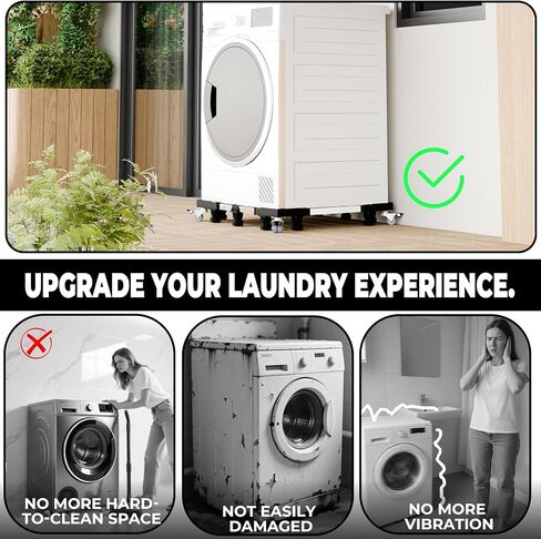 Washing Machine Stand with Wheels, Adjustable Washer Dryer Base 16"–25", Heavy Duty Appliance Stand with 10 Support Feet & 4 Locking Casters for Laundry Room, Portable Washer, Refrigerator in Saudi Arabia