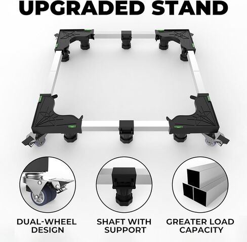 Washing Machine Stand with Wheels, Adjustable Washer Dryer Base 16"–25", Heavy Duty Appliance Stand with 10 Support Feet & 4 Locking Casters for Laundry Room, Portable Washer, Refrigerator in Saudi Arabia