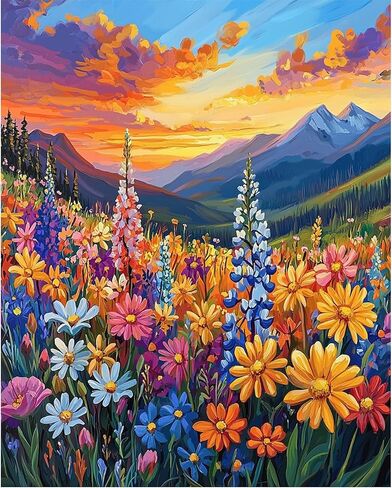 KEYIFA Paint by Numbers Kits for Adults, Skull Paint by Number, DIY Oil Digital Painting Flowers, Easy Acrylic Painting Kit Canvas, with Brushes, Art Crafts Gifts for Wall Decor 12x16 in in Saudi Arabia