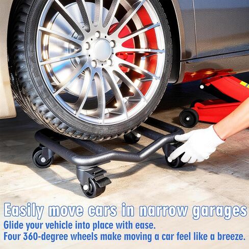 Car Dolly Set of 4, 9000 LBS Capacity Universal Vehicle Moving Dolly for Cars, SUVs, Motorcycles & Boats, Low-Profile Wheel Skates for Garage, Workshop and Marine Use in Saudi Arabia