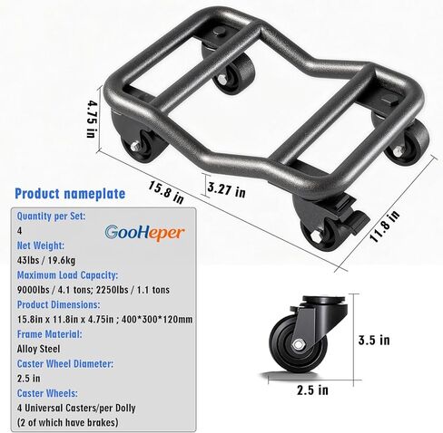 Car Dolly Set of 4, 9000 LBS Capacity Universal Vehicle Moving Dolly for Cars, SUVs, Motorcycles & Boats, Low-Profile Wheel Skates for Garage, Workshop and Marine Use in Saudi Arabia