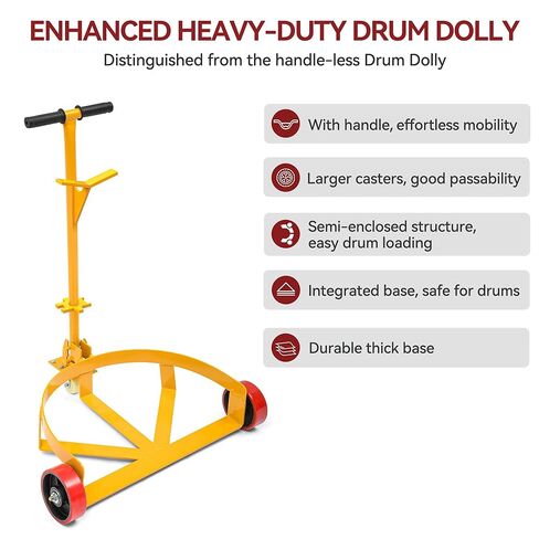 YITAMOTOR 1200 lbs Capacity 55 Gallon Drum Dolly, Heavy Duty Drum Cart with Bung Wrench Handle, 55 Gal Drum Dolly with Swivel Wheels with Brake, 4 Universal Bottle Openers, Low Profile, Yellow in Saudi Arabia