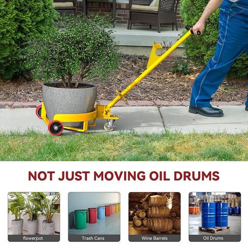 YITAMOTOR 1200 lbs Capacity 55 Gallon Drum Dolly, Heavy Duty Drum Cart with Bung Wrench Handle, 55 Gal Drum Dolly with Swivel Wheels with Brake, 4 Universal Bottle Openers, Low Profile, Yellow in Saudi Arabia