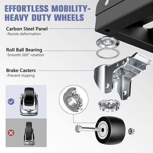 KEDSUM 2000LBS Heavy Duty Moving Dolly with 6 Swivel Wheels, Furniture Dolly with 100% Thicken Steel Frame, Expandable Appliance Dolly Cart Up to 43.6" Wide, All Terrain Used for Building Materials in Kuwait