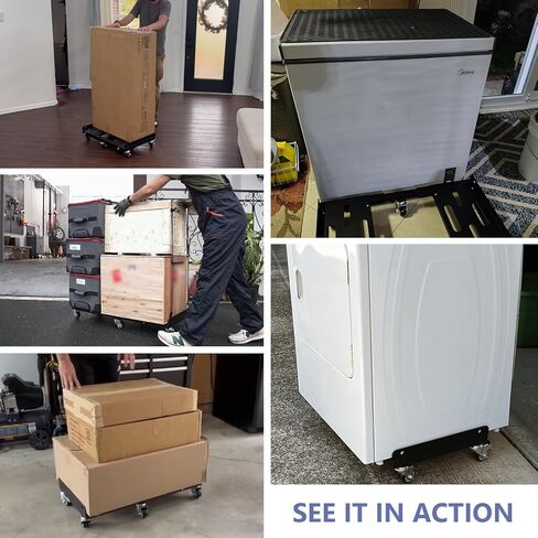 KEDSUM 2000LBS Heavy Duty Moving Dolly with 6 Swivel Wheels, Furniture Dolly with 100% Thicken Steel Frame, Expandable Appliance Dolly Cart Up to 43.6" Wide, All Terrain Used for Building Materials in Kuwait