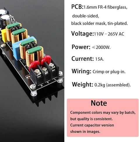 HiFi AC Power Line DC Filter Board – Audio Noise Suppression & Ripple Reduction Module, 2000W, 15A, SQ Flat Wire Inductor, Dual DC Blocker & EMI Filter, for Amplifier & DAC Systems in Saudi Arabia