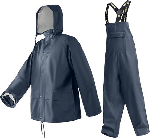Men's Workwear PRO Rain Suit - Waterproof Jacket and Bib Pants 3-piece Set for Ultimate Safety and Comfort in Kuwait