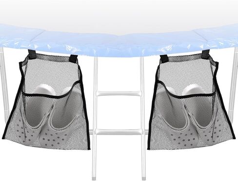 2pcs Trampoline Shoes Bag, Large Mesh Storage Organizer with Adjustable Straps Durable Shoe Holder Pouch for Trampoline Accessories Kids & Adults (Black) in Saudi Arabia