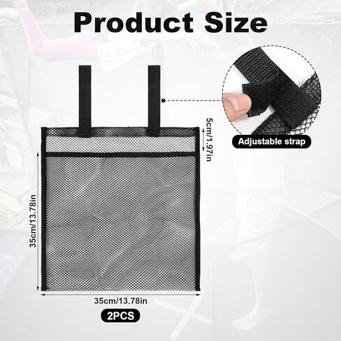 2pcs Trampoline Shoes Bag, Large Mesh Storage Organizer with Adjustable Straps Durable Shoe Holder Pouch for Trampoline Accessories Kids & Adults (Black) in Saudi Arabia