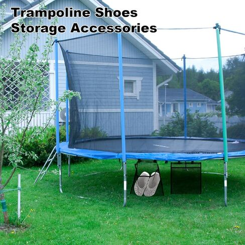 2pcs Trampoline Shoes Bag, Large Mesh Storage Organizer with Adjustable Straps Durable Shoe Holder Pouch for Trampoline Accessories Kids & Adults (Black) in Saudi Arabia