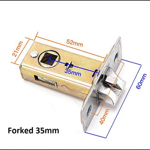 Reversible Tubular Latch Door Mortice Catch Bolt Screws Handle Silent Internal Easy Install Square Spindle for Toilet Bedroom Door Forked 35mm in Saudi Arabia