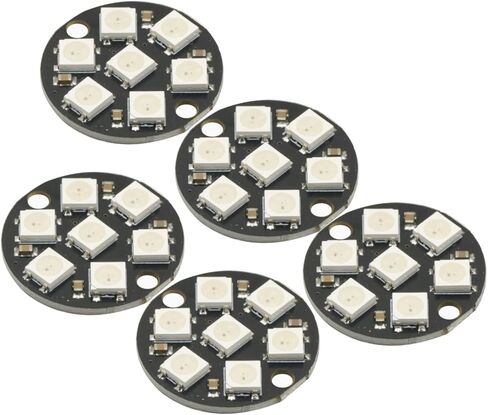 5Pcs WS2812 7-Bit 7 Bits WS2812B LED 5050 RGB LED Ring Lamp Light with Integrated Drivers for Arduino ESP8266 Raspberry Pi ESP32 Reverse Polarity Protection IC Control in Saudi Arabia