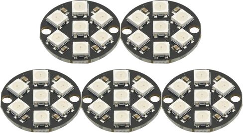 5Pcs WS2812 7-Bit 7 Bits WS2812B LED 5050 RGB LED Ring Lamp Light with Integrated Drivers for Arduino ESP8266 Raspberry Pi ESP32 Reverse Polarity Protection IC Control in Saudi Arabia