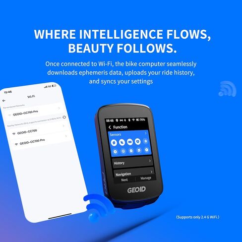GEOID CC700 2.8" Color Screen Bike/Cycling Computer Wireless - Route Navigation with Re-Route Planing, WiFi Auto-Sync, ANT+/Bluetooth, Fast 5s GPS Positioning, Free Indoor Training in Kuwait