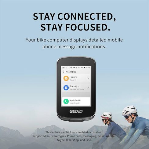 GEOID CC700 Pro 2.8" Color Touchscreen GPS Bike/Cycling Computer, Map Navigation with Re-Route Planning, WiFi Auto-Sync, ANT+/Bluetooth, Message Notification, IPX7 Waterproof, Free Indoor Training in Kuwait