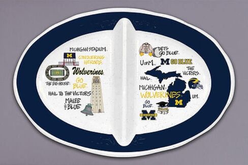 Magnolia Lane Michigan Wolverines 2 Section Plate, Melamine, Black/White in Saudi Arabia