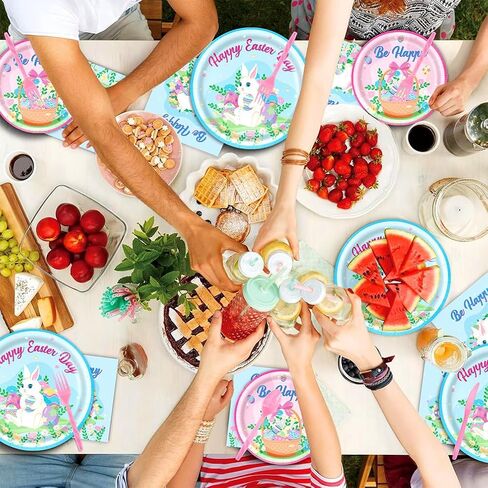 ASVNRES Happy Easter Party Paper Plates - 7Inch Eggs Print Dessert Plates for Cake Salad Fruit Pizza, Disposable Platter Religious Easter Plate Serving Dish for Holiday Party Decor in Kuwait