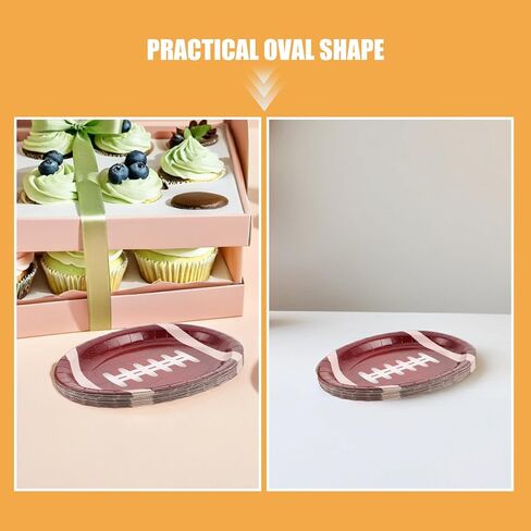 50pcs Football Party Paper Plates Oval Football Snack Trays Disposable Food Serving Tray for Sports Events Birthday Game Day Tailgating in Saudi Arabia
