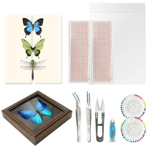 18Pcs Insect Pinning Kit, Beginner Entomology Kit with Tracing Paper, Tweezers, Scissors, Picture Frame, Insect Pins, Butterfly Pins and Foam Pinning Board. in Kuwait