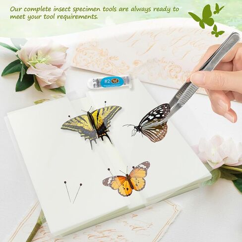 18Pcs Insect Pinning Kit, Beginner Entomology Kit with Tracing Paper, Tweezers, Scissors, Picture Frame, Insect Pins, Butterfly Pins and Foam Pinning Board. in Kuwait
