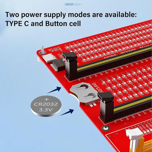 4 in 1 RAM Memory Tester Card, Dual Power Supply with Type C, LED Light Testing for Desktop DDR3 DDR4 DDR5 Server DDR5 RAM Hardware Open Short Circuit Fault Detection in Saudi Arabia