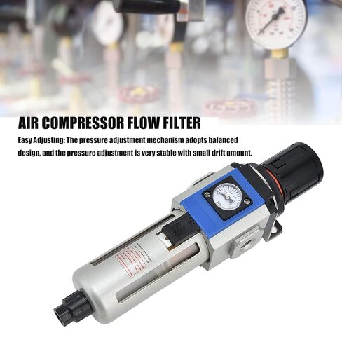 Air Compressor Filter, Aluminium Alloy Compressed Air Filter Regulator Air Compressor Regulator Air Pressure Regulator with 3 Kinds Drainage Modes for Equipment GFR300-08 in Saudi Arabia