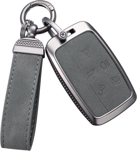 YO&YOYE for Land Rover Key Fob Cover with Keychain Leather Key Case Protector Compatible with Land Rover Vogue Range Discovery Rover Sport (Model2, Brown) in Kuwait