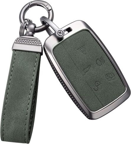 YO&YOYE for Land Rover Key Fob Cover with Keychain Leather Key Case Protector Compatible with Land Rover Vogue Range Discovery Rover Sport (Model2, Brown) in Kuwait