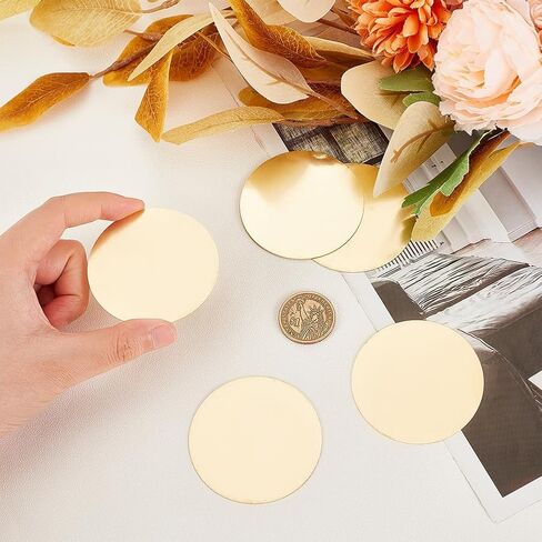 5 pcs Pure Flat Round Plate 60x0.5mm Light Gold Metal Disc Brass Sheet for DIY Projects Crafts Home Improvement Engraving in Saudi Arabia