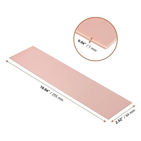 LEXININ Pure Copper Sheet Metal, 2.5 x 10 Inch, 18 Gauge, 1mm Thickness, 6 Pack in Saudi Arabia