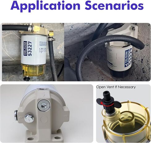 S3227 Fuel Filter Water Separator with Clear Bowl Assembly 3/8" Barb x 1/4" NPT Fittings Replacement for Marine Outboard Motor Mercury Replaces 320R, 490R-RAC-01, 18-7948, 9-37882, 18-7922, 18-7922-1 in Kuwait