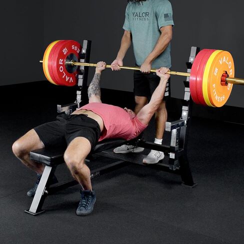 Valor Fitness Olympic Bench Press Station with Squat Rack – Adjustable Spotter Arms, Safety Catch, and Plate Storage – 500 lb Capacity for Home Gym Strength Training in Saudi Arabia
