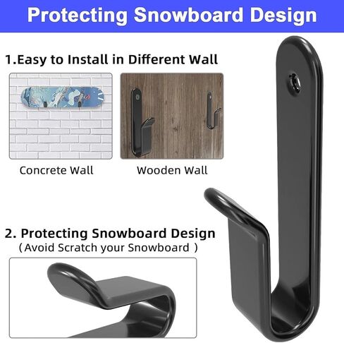Horizontal Snowboard Wall Mount Clips Snowboard Wall Rack Snowboard Mount Storage Snowboard Display Wall Mount for Room, Garage in Kuwait