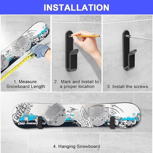 Horizontal Snowboard Wall Mount Clips Snowboard Wall Rack Snowboard Mount Storage Snowboard Display Wall Mount for Room, Garage in Kuwait