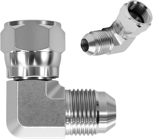 6500-06-06 تركيب هيدروليكي 3/8" JIC 37° ذكر X 3/8" أنثى JIC 90° محول الكوع، معايير SAE J514 موصل وصلات أنابيب الصلب الكربوني للأنظمة الهيدروليكية (عبوتان) in Kuwait