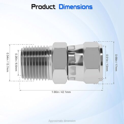 محول دوار هيدروليكي 1/4 بوصة ذكر NPTF × 3/8 بوصة أنثى JIC 37 درجة، 6505-04-06 موصل وصلات الأنابيب المستقيمة 360 درجة من الفولاذ الكربوني لتركيب الخرطوم الهيدروليكي (عبوتان) in Kuwait