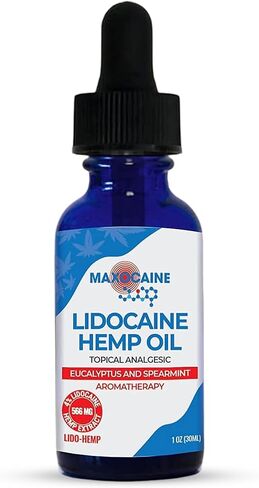 MAXOCAINE Lido-Hemp Oil: Natural Pain & Stress Relief Blend - Eucalyptus, Spearmint Essential Oils, Lidocaine, Hemp Extract - Premium Quality Holistic Solution (1) in Saudi Arabia