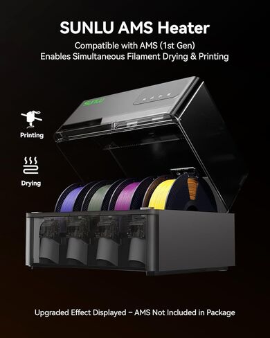 SUNLU AMS Heater, Compatible with Bambu lab AMS Gen 1 – Enables Simultaneous Printing & Drying, Easy Installation, Fast Heating to 70°C, 4-Spool Capacity Filament Dryer in Kuwait