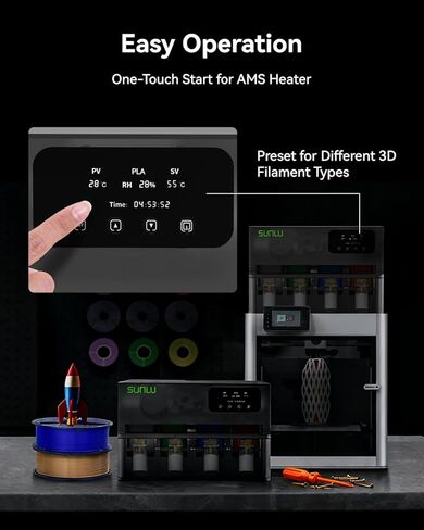 SUNLU AMS Heater, Compatible with Bambu lab AMS Gen 1 – Enables Simultaneous Printing & Drying, Easy Installation, Fast Heating to 70°C, 4-Spool Capacity Filament Dryer in Kuwait