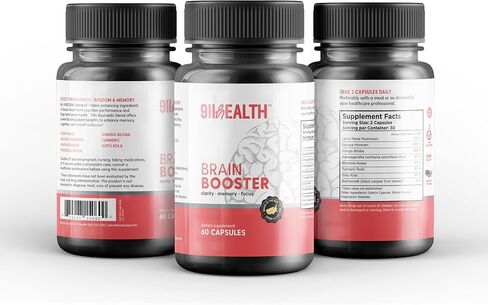 911HEALTH Brain Booster – Nootropic Dietary Supplement for Memory Boost – 60 All-Natural Capsules to Enhance Focus & Improve Concentration & Clarity – Brain Health & Better Cognitive Performance in Saudi Arabia