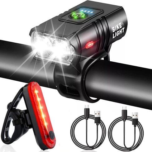 Super Bright USB Rechargeable Bike Lights Set,Waterproof Powerful Bicycle Front Headlight and Back Taillight for Night Riding, Easy to Install for Men Women Kids Road Mountain Cycling in Saudi Arabia