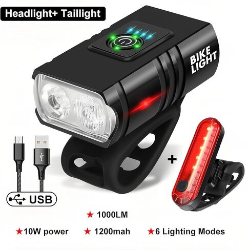 Super Bright USB Rechargeable Bike Lights Set,Waterproof Powerful Bicycle Front Headlight and Back Taillight for Night Riding, Easy to Install for Men Women Kids Road Mountain Cycling in Saudi Arabia