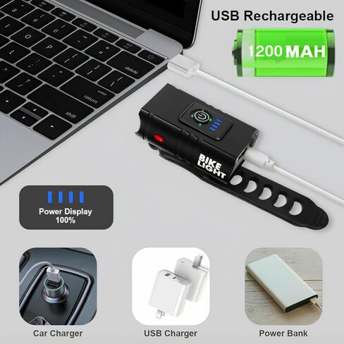 Super Bright USB Rechargeable Bike Lights Set,Waterproof Powerful Bicycle Front Headlight and Back Taillight for Night Riding, Easy to Install for Men Women Kids Road Mountain Cycling in Saudi Arabia