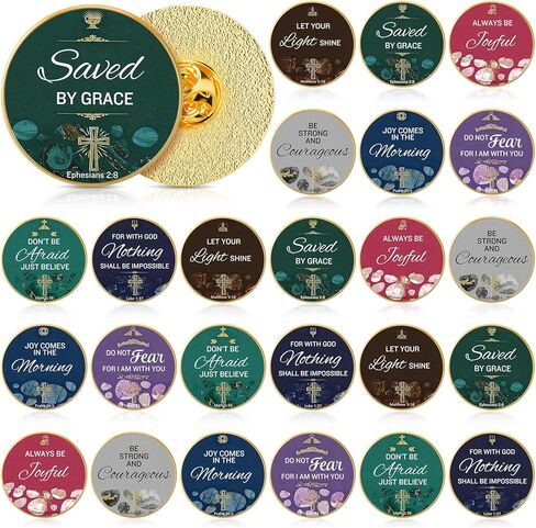 Landical 24 Pcs Christmas Christian Pins Gift for Women Jesus Enamel Lapel Pins Christ Bible Verses Gift Bulk Metal Badge Brooch Christmas Stocking Stuffers in Kuwait