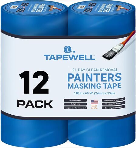 Multi-Surface Blue Painters Tape 2 Inch (1.88 X 60 Yards), No Resuide, Removes Easily Blue Masking Tape, Pack of 12 in Kuwait