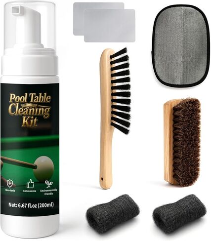 200ml Billiard Tables Cleaner Spray Set, Billiard Felt Cleaner Accessories with 2 Pool Table Brushes, 1 Steel Wire Sponge, 1 Cloth in Kuwait