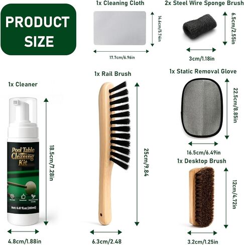 200ml Billiard Tables Cleaner Spray Set, Billiard Felt Cleaner Accessories with 2 Pool Table Brushes, 1 Steel Wire Sponge, 1 Cloth in Kuwait