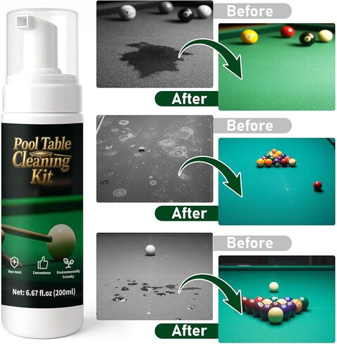 200ml Billiard Tables Cleaner Spray Set, Billiard Felt Cleaner Accessories with 2 Pool Table Brushes, 1 Steel Wire Sponge, 1 Cloth in Kuwait